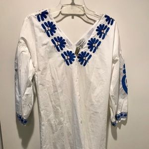 Madewell flower embroidered cotton shift dress